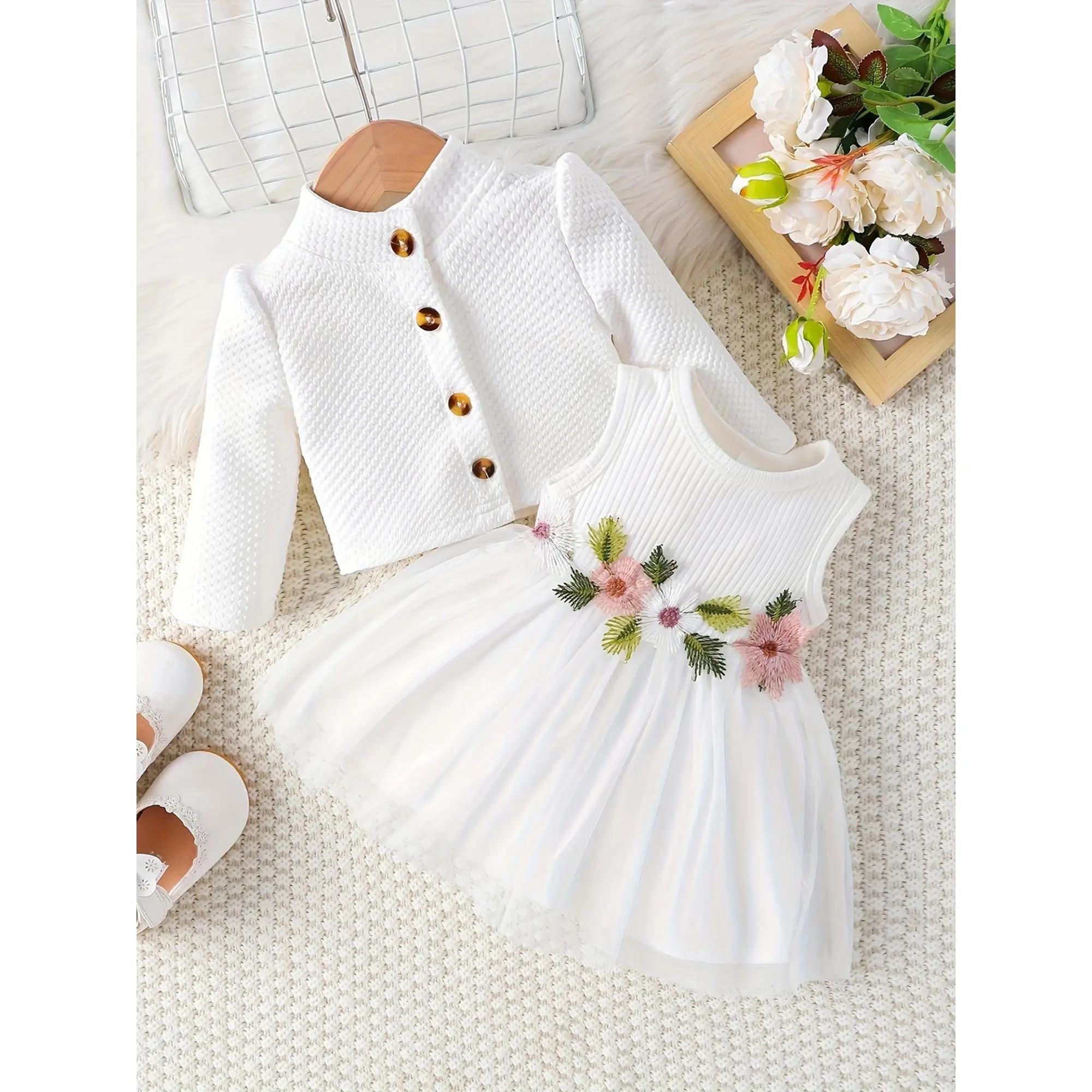 girls tulle dress Girls 3D Floral Tulle Gown by Mary's Bridal MQ4031 main image 1