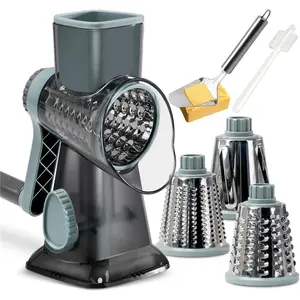 Cheese grater, Rotary cheese grater, Vegetable shredder, Slicer and grater, 3 Changeable Blades, Zucchini grater, Vegetable slicer, Handheld grater