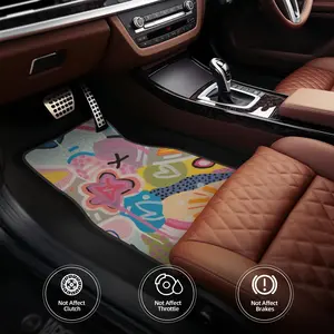 4pcs Graffiti Art Pattern Car Floor Mats, Automotive Floor Mats - Stylish & Durable, Stain-resistant, Anti-slip, Easy Clean, Universal Fit for All Vehicles, Front & Rear Seats, Dust-proof Car Floor Protection Mats, Car Accessories