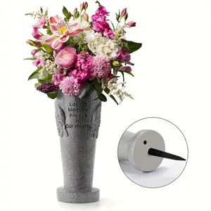 Angel Cemetery Grave Vase with Spikes - Memorial Flower Holder for Grave Markers