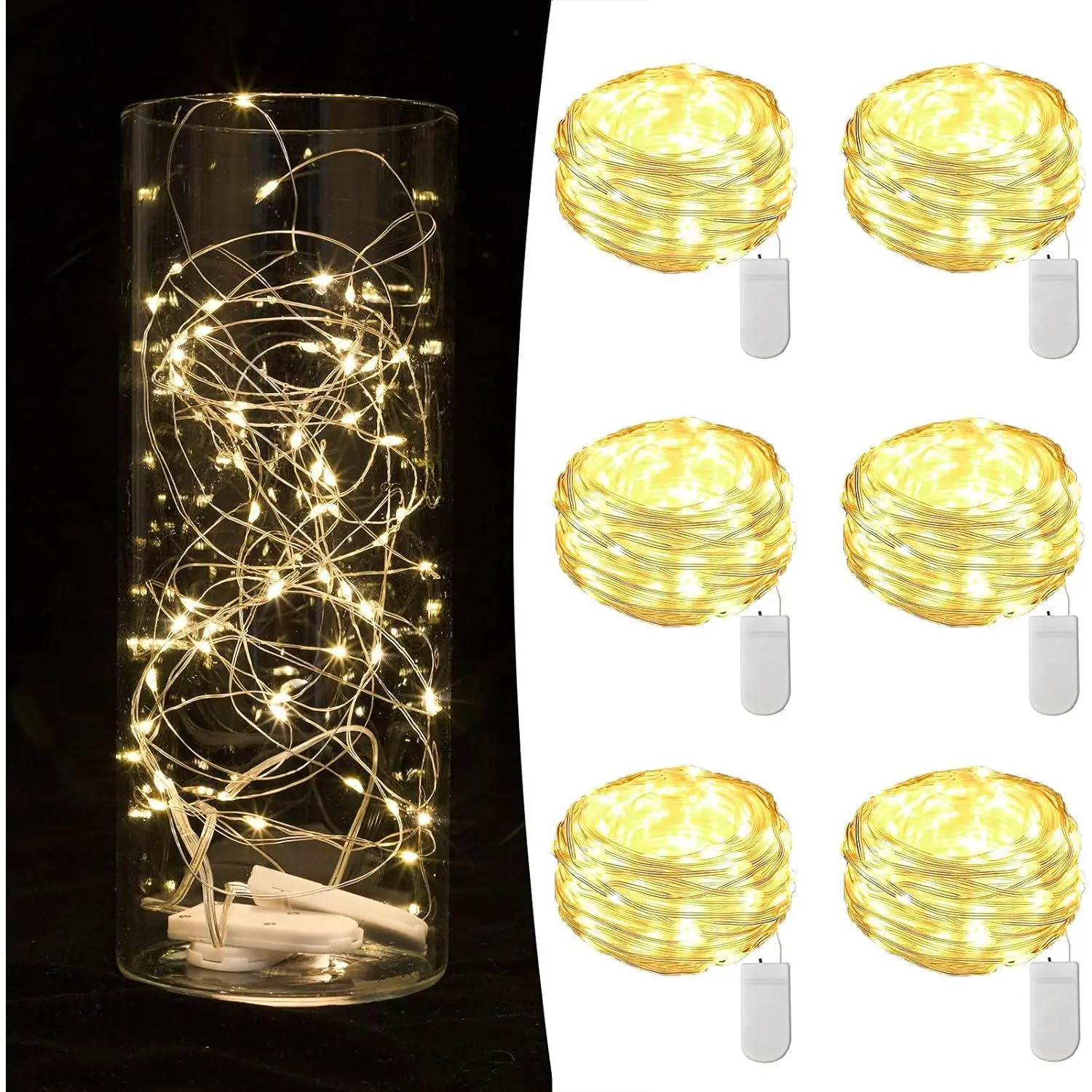 Fairy Lights Battery Operated String Lights 7ft 20 Led Mason Jar Lights Waterproof Silver Wire Light Fireflies DIY Party Wedding Christmas Valentines Day Decoration
