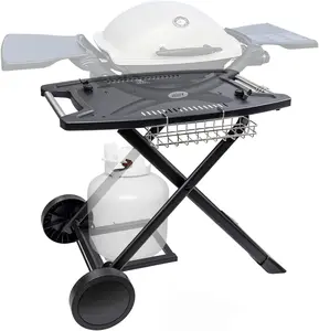 Portable Cart for Weber Q1200, Q1000, Q2200, Q2000, Q2400, Folding Cart for Outdoor BBQ，Portable Stand for Weber Q Series Gas Grills and Ninja Woodfire OG700 Series