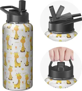 32 oz Giraffe Tumbler, Portable Reusable Washable Cup, Large Capacity Kitchen Drinkware with Matching Large Capacity Bag