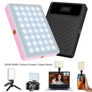 Portable selfie light with 60 LEDs, video conferencing fill light, with clip and camera tripod adapter, 3000mAh rechargeable battery, CRI 97+, 3 lighting modes, suitable for phones, iPhones, webcams, laptops, photography, and makeup.