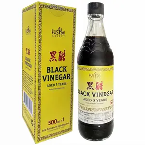 Fusion Select 500ml Black Vinegar - Authentic Chinkiang Vinegar for Cooking, Sauces, Dressings, Zero Artificial Colors & Flavors, Aged 3 Years