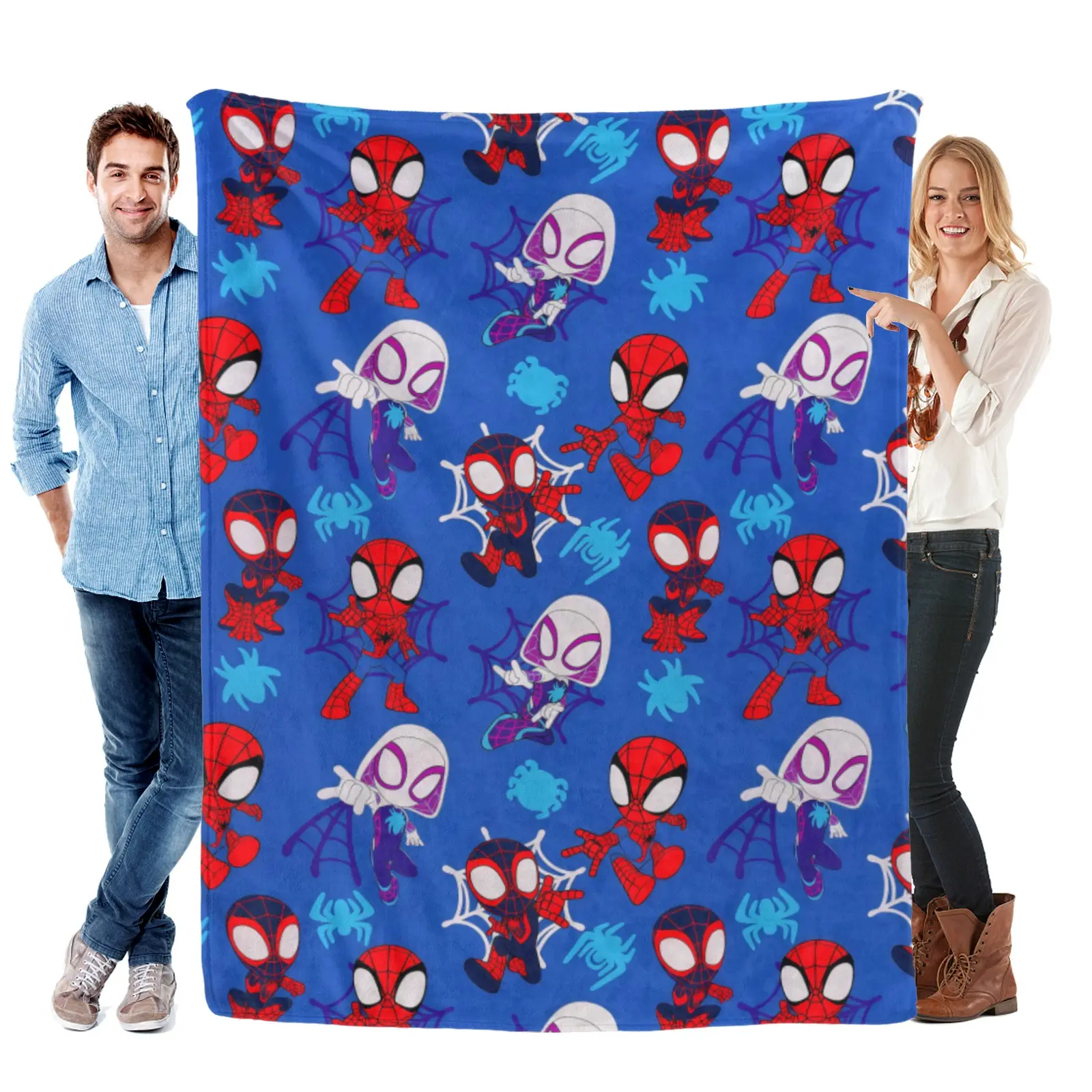 [SummerVibes] Marvel Studios Spider-Man Into the Spider-Verse Flannel Blanket, Large Cozy Fleece, Elegant Home Decor, Perfect Summer Throw For Couch And Bedroom
