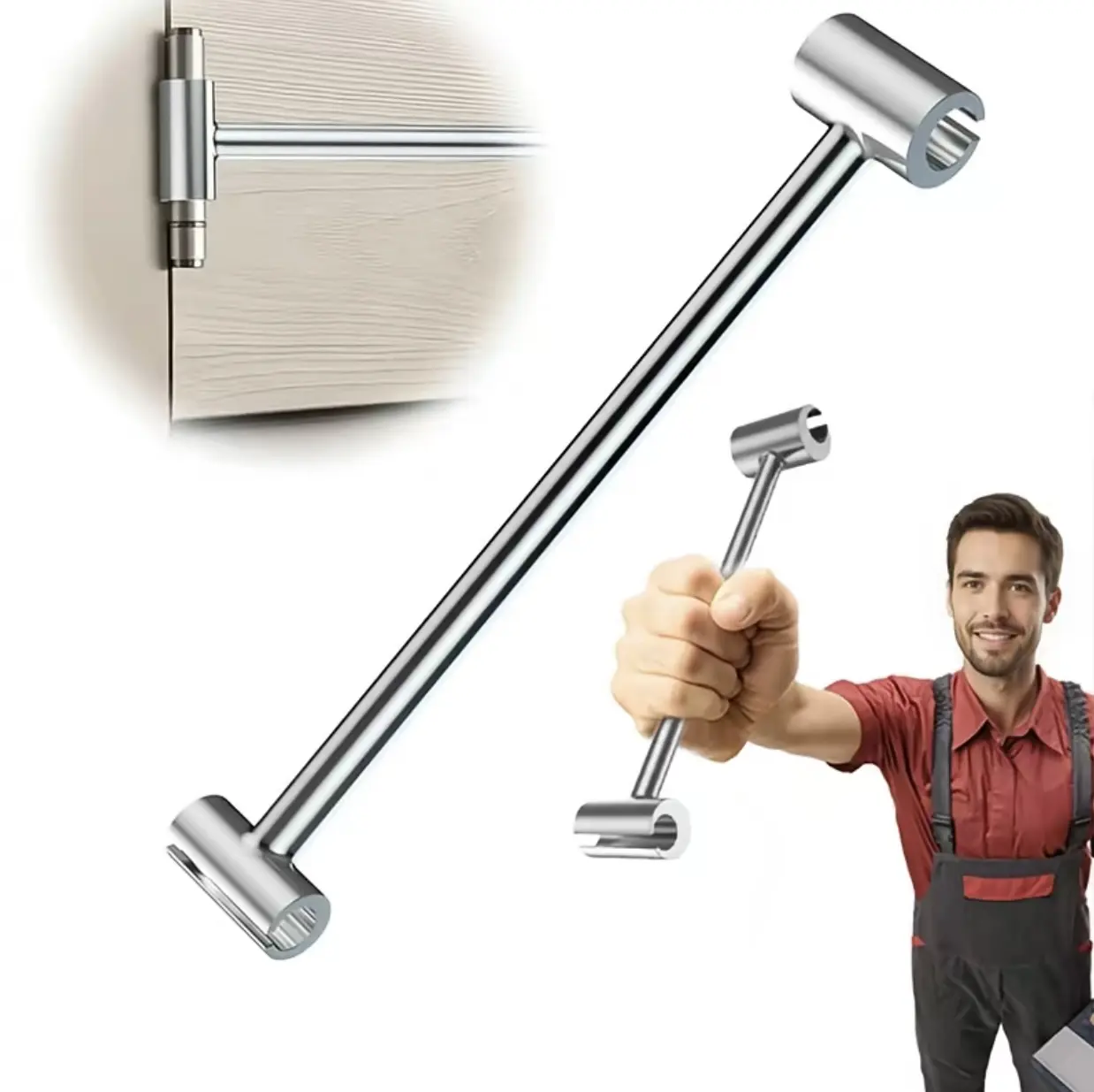 Door Hinge Adjustment Tool 14-19mm Hinges Gap Adjusting Wrench Upgraded Door Repair Tool Steel Double-Ended for Flag Hinge