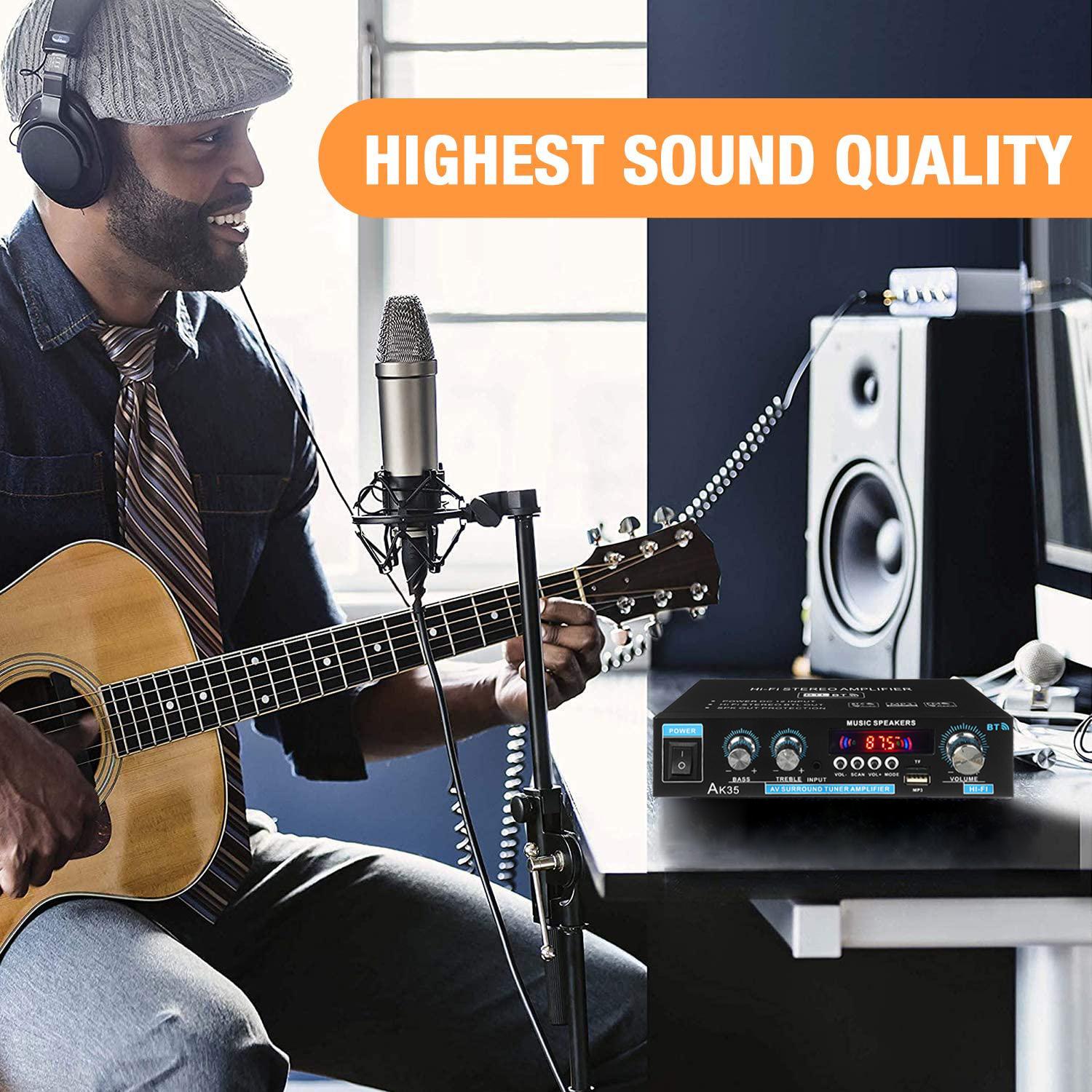 30W+30W Digital HIFI Power Amplifier bluetooth 5.0 USB FM TF Card Stereo Home Theater Car Audio 110V AMP with Remote Control - US PLUG