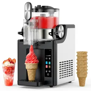 Slushie Machine, No Ice Needed Slushy Maker for Home, Real-Time Temp Display, Frozen Drink Maker with 6 Preset Programs for Ice Cream, Frappés, Milk Shake and More, Black, 1 Pack+4Modes