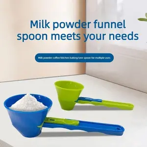 2pcs Leak-proof spoon, multi-functional measuring spoon, funnel, leak-proof spout, creative protein powder sliding spoon, coffee milk powder