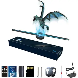 3DHologramFan, 42CM 3DHologramfan Projector  LED Holographic Christmas Tree Advertising Display with Remote and  and WiFi,1500 Video Library and for Business,Bar,Halloween  16.5 Inch