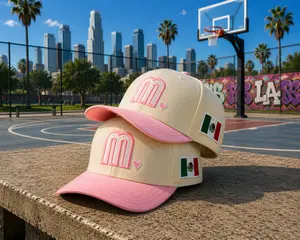 Pink Mexico Baseball Hat with Heart & Flag Embroidery for Stylish Outfits - Gorra para Mexicanas