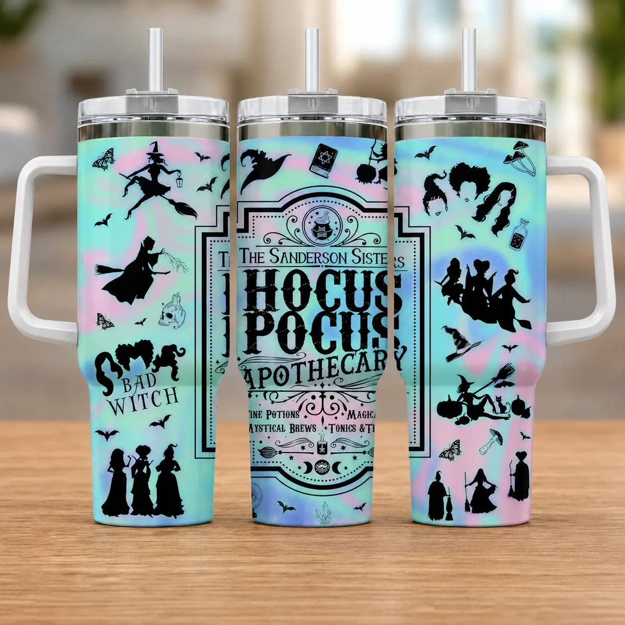 V3 Purple KellyGiftCorner Hocus Pocus 20oz/ 40oz Stainless Steel Tumbler With Handle and Straw |  Double Wall Vacuum Travel Mug, Witch Magic Potion Design Coffee Cup, Perfect Gift for Halloween, Party, Office, Travel & Daily Use