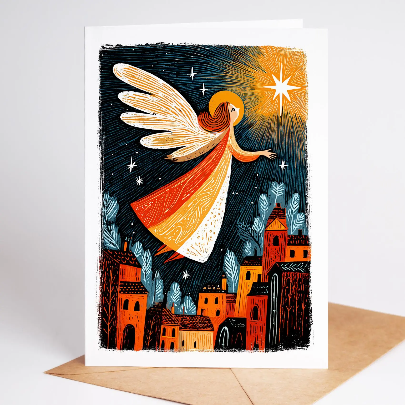 Nativity Christmas Card Set, Folk-Art Blank Note Cards