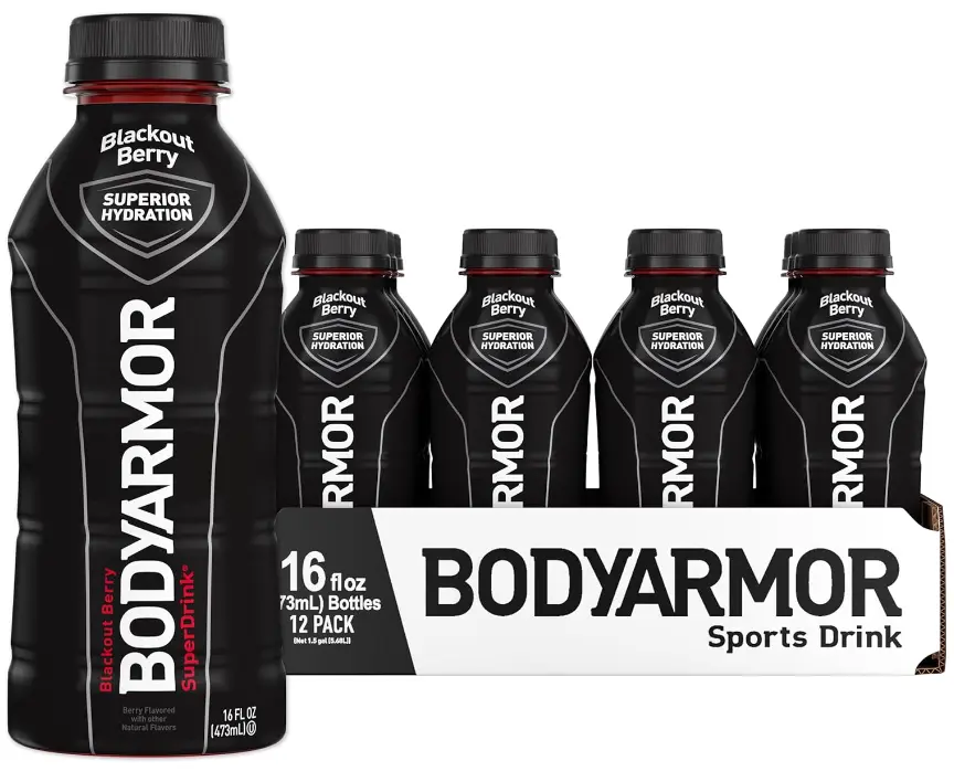 BODYARMOR Sports Drink Blackout Berry Coconut Water Hydration 16 Fl Oz (Pack of 12) - Perfect for Athletes - Energy