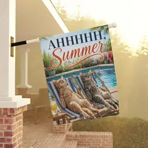 Summer Garden Flag Cats Pool AHH Summer Funny Outdoor Decor Beach Poolside Cat Flag Backyard Patio Decor Cat Lover Gift