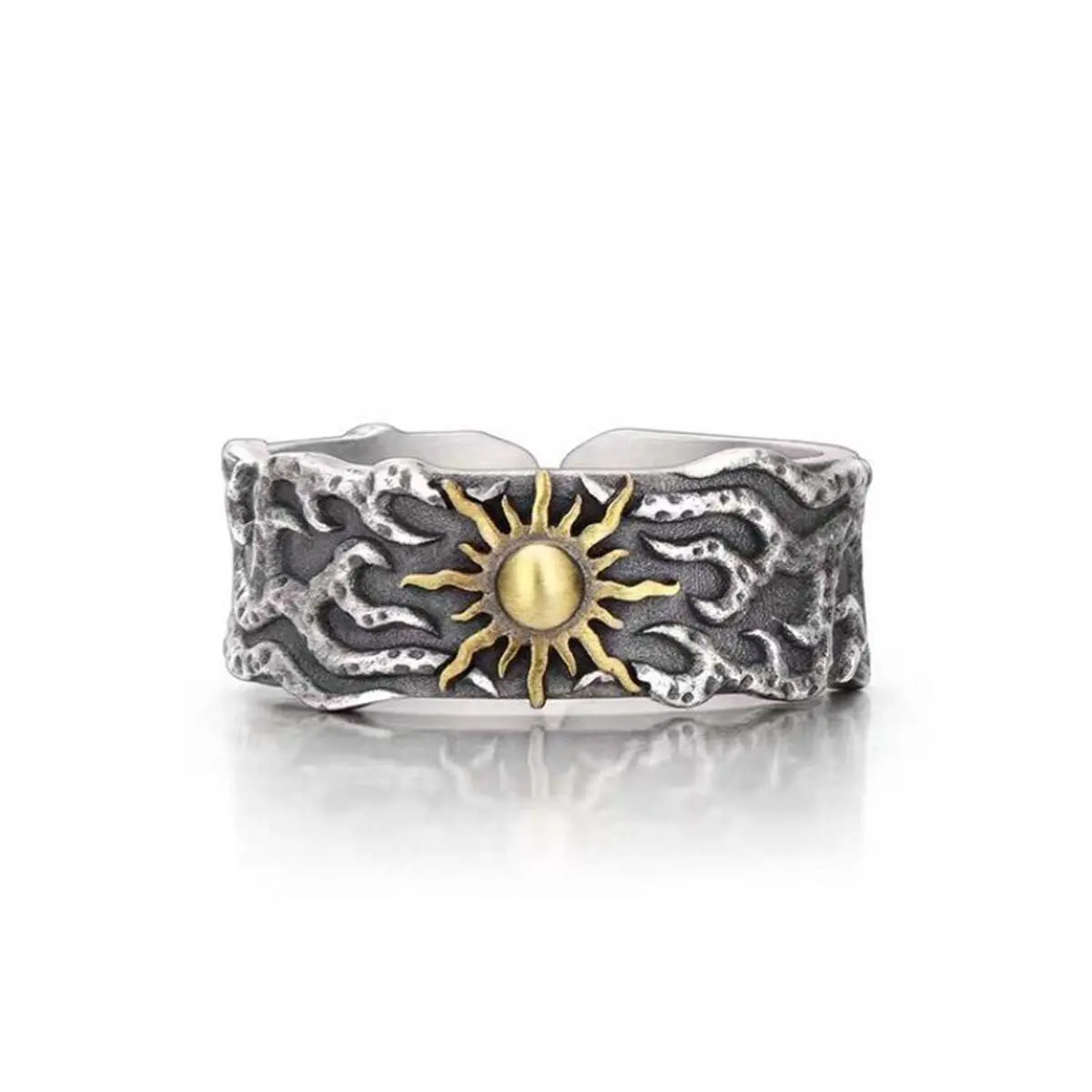Retro daily pleated sun opening adjustable ring personality simple punk niche hip-hop men's jewelry