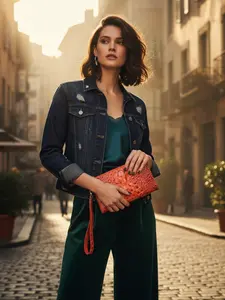 1pcs Simple Colorful Crocodile Pattern Detachable Multi-Functional Handbag, Elegant Style, All Seasons Use, Portable and Versatile