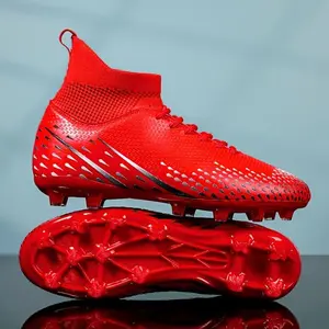 Unisex High-top Soccer Shoes with AG Studs - Breathable PU Material, Non-slip TPU Sole, Suitable for Training and Outdoor Sports, Comfortable for All Seasons