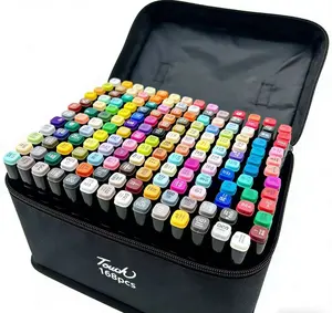 KIDGENIUS Portable 168/120 Color Alcohol Art Markers with Dual Tip Design & Travel Case for Outdoor Painting & Art Creation