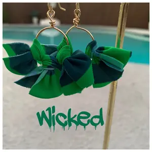 Wicked Themed Green Striped Earrings for Women