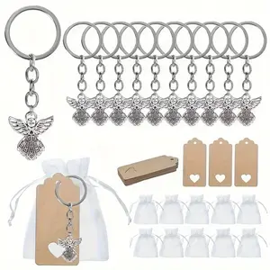 Angel Keychain Gift Set, 90pcs/30sets, Includes 30 Angels, 30 Bags, 30 Tags, Ideal for DIY Keychains, Comes in Cloth Bag