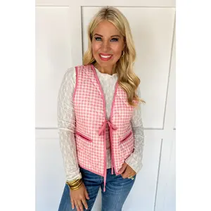 Light Pink Gingham Cottage Core Vest