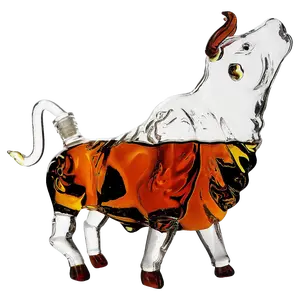 The Wine Savant Charging Bull Heads Up Animal Liquor Decanter Made For Bourbon, Whiskey, Scotch, Rum, or Tequila, Zodiac Shape