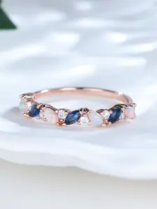 Faux Opal Band Ring Marquise Artificial Zirconia Women's Stackable Ring for Daily Wear, Perfect Birthday and Anniversary Gift