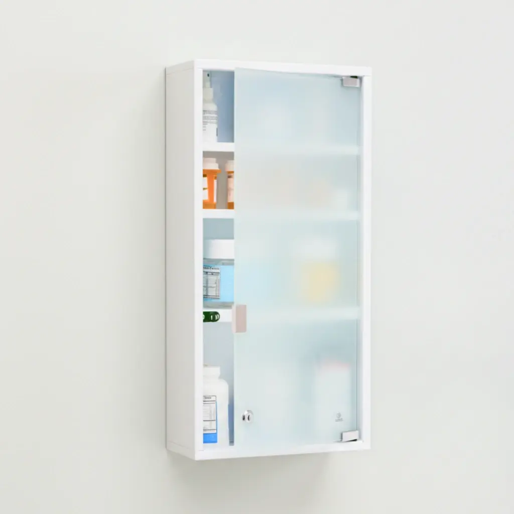 4-Shelf Lockable Medicine Cabinet with Varied Shelves