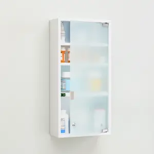 4-Shelf Lockable Medicine Cabinet with Varied Shelves