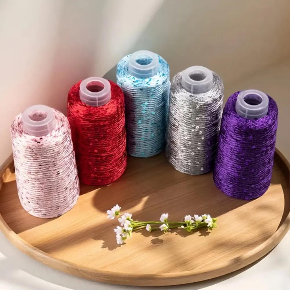 2pcs Handcrafted Nylon Sequined Knitting Yarn - 6-Strand Yarn With Decorative Sequins, Suitable For DIY Hats & Clothing Projects, Ideal For Craft Enthusiasts