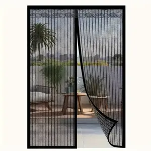 Striped Soft Screen Curtain, Sliding Mesh Door, Breathable Mosquito Proof, Magnetic Closure, Easy to Clean, Fits 36x82 Inch Door