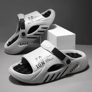 Men’s Sport EVA Cloud Slides – Lightweight Cushioned Thick Sole Slippers, Non-Slip Wavy Massage Footbed for Indoor Outdoor Travel, Street & Active Lifestyle Shoe Footwear