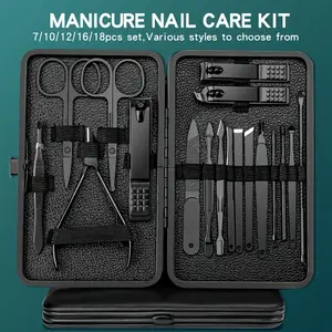 Premium Black Stainless Steel Nail Clipper Set, Nail Clippers, Professional Manicure Tools, Nail Care Tool for Home Grooming, Sharp & Durable, Non-Damaging, Gift Ready Beauty Essentials, Multi-Piece Kit for Precision Edge Trimming.