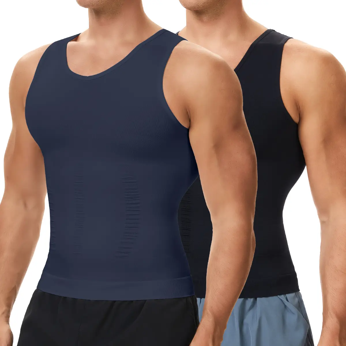3 Pack Menswear Workout Body Shaper Underwear Compression Breathable Tank Top Shapewear Lightweight Soft Stylish Apparel Gym Clothing Casual Stretchy Vest Mesh Fabric Formal Gamis