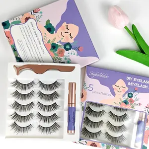 Fluffy Cat   5D Volume False Eyelashes Dramatic Faux Mink Eyelashes  Wispy Fox   Long Thick  Strips 5 Pairs Pack Nourishing 3-in-1 Lip Glaze clusters spikes eye individual lashes Natural DIY Set Cream Makeup Palette tongue gloss dark skin