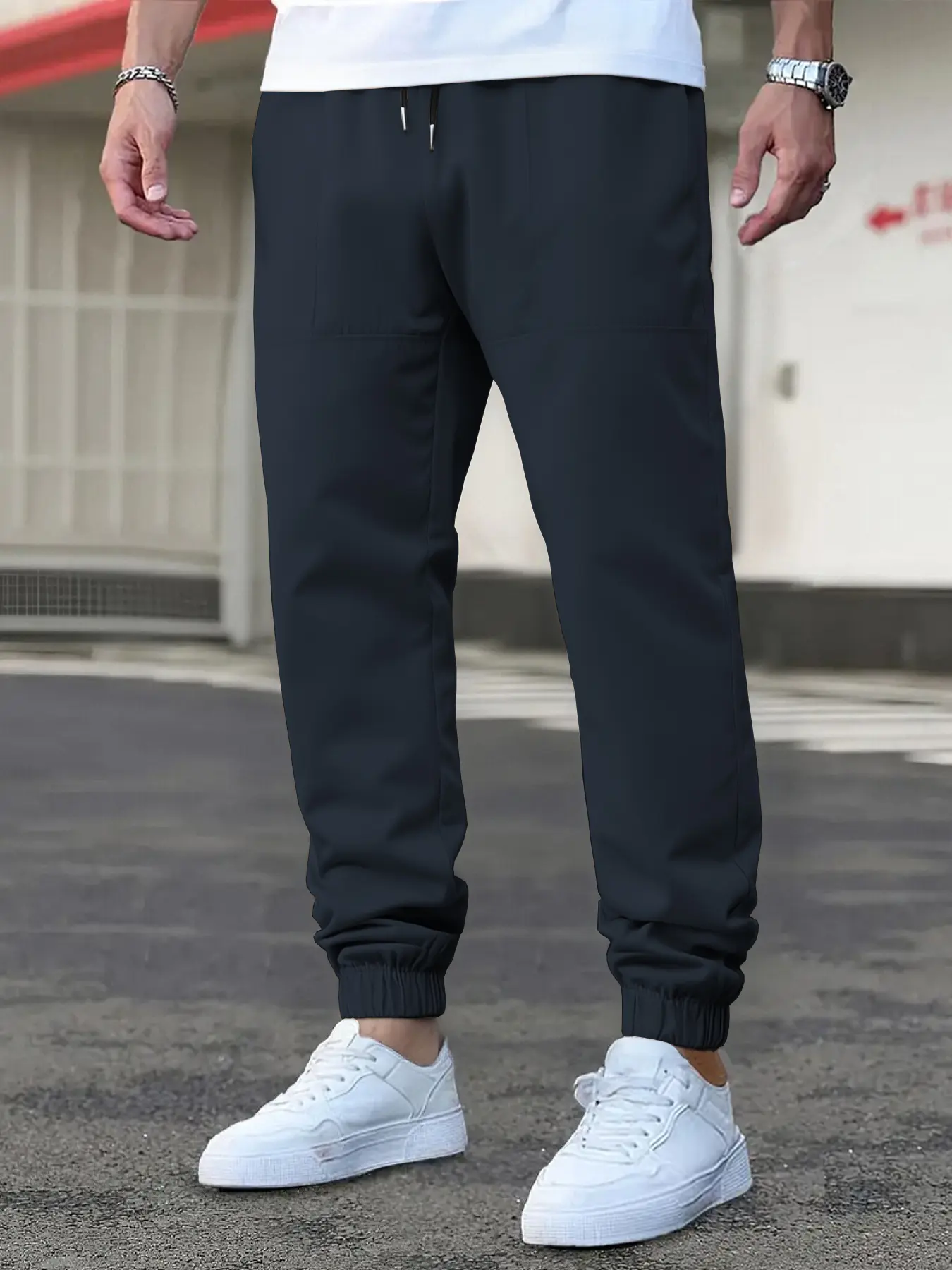 Men's Casual Jogger Pants with Elastic Drawstring Waistband & Ankle Cuffs, Woven Sweatpants for Gym Running Sports Daily Wear, Runner Pants