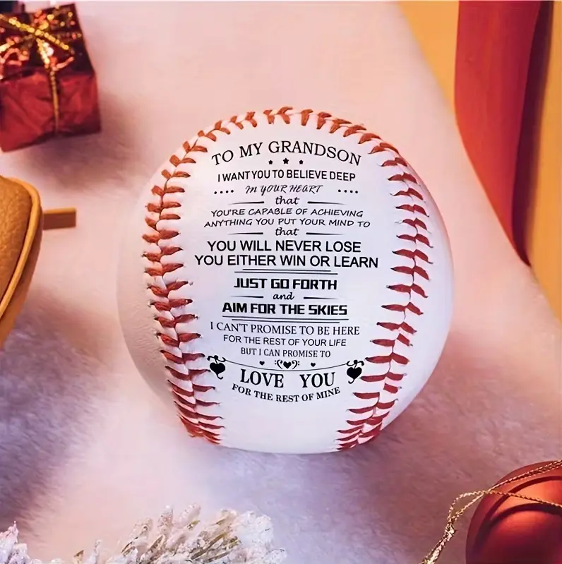 Engraved Baseball Gift for Grandson with Inspirational Quotes - Precious and Memorable Gift Filled with Love and Encouragement