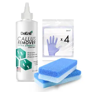 DeEnti Double Pumice Pack, Mint Scented Callus Remover, 2 Pumice Stones for Feet & 4 Gloves, Salon Grade Foot Care, Home Manicure and Pedicure Kit