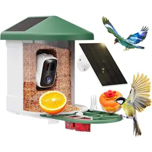 Bird Feeder with Camera - Supports AI Identify Species, 2K Live Video, Arrival Alerts, Solar Powered Bird House Camera, Wireless Wild Birds Feeder for Outdoors, Remote Access to Watch Birds