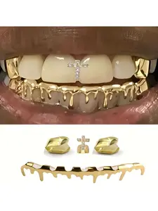 Waterdrop Eight Tooth Hip-Hop Tooth Guard Crossed Teeth Set of Four Stage Props Tooth Guard