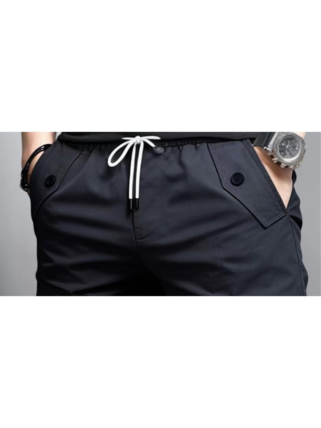 Men’s jogger cargo pants, available in packs of 1 or 2; multi-pocket casual pants, slim fit with drawstring, functional long pants