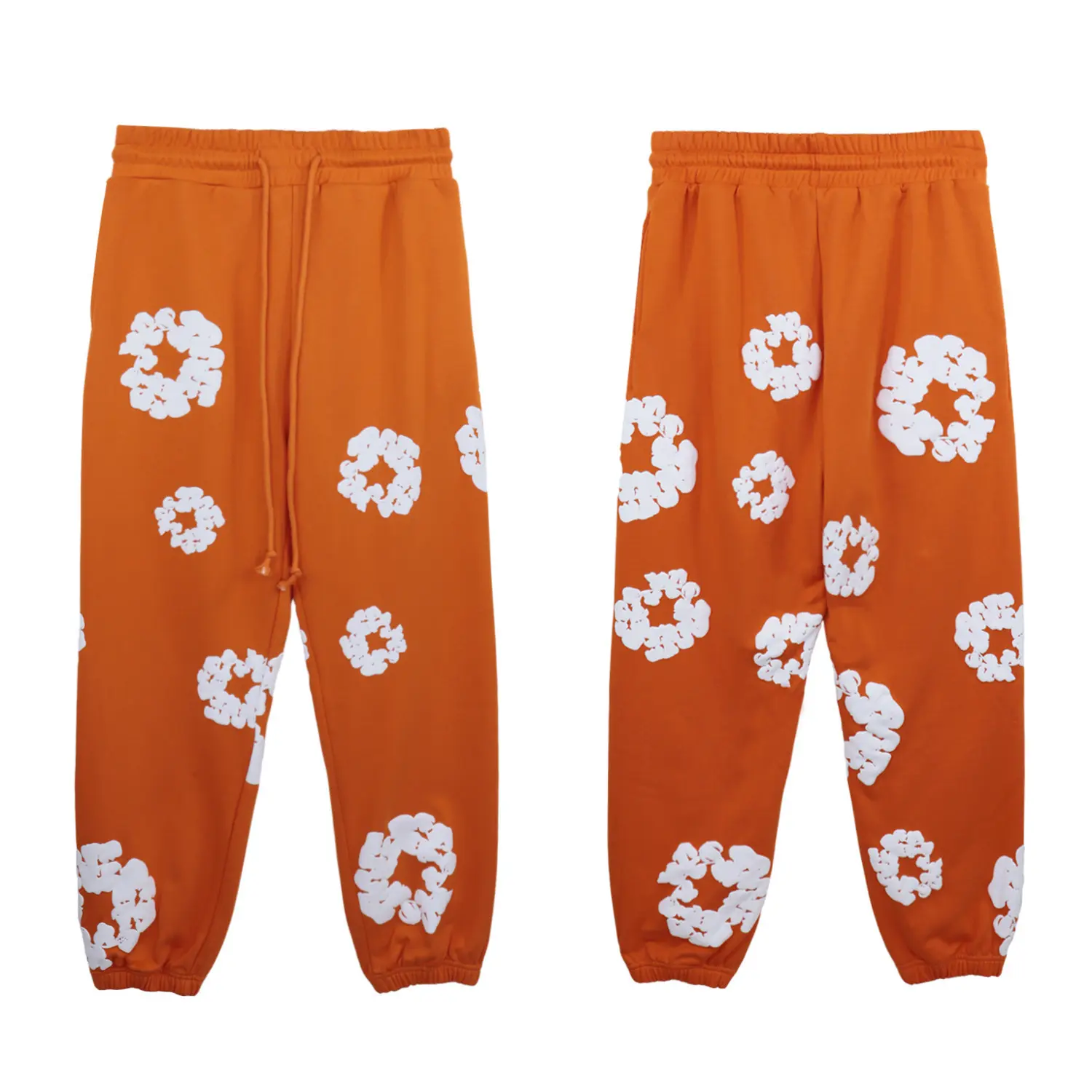Orange pants (white floral wreath)