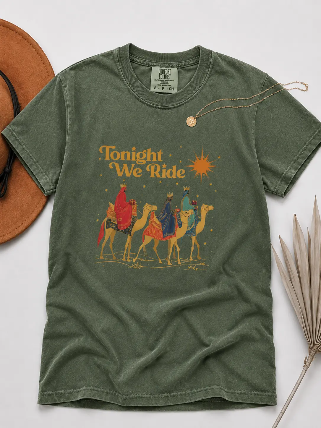 Comfort Colors Retro Tonight We Ride Christmas Christian Quote T-Shirt, Three Wise Men Christian Shirt, Christmas Faith Gift, Xmas Gift - TrendWear USA
