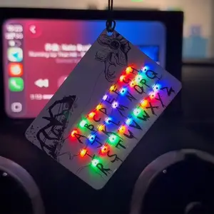 LED card pendant light, upside-down LED car ornament, glowing warning keychain, upside world secret code light keychain for fans
