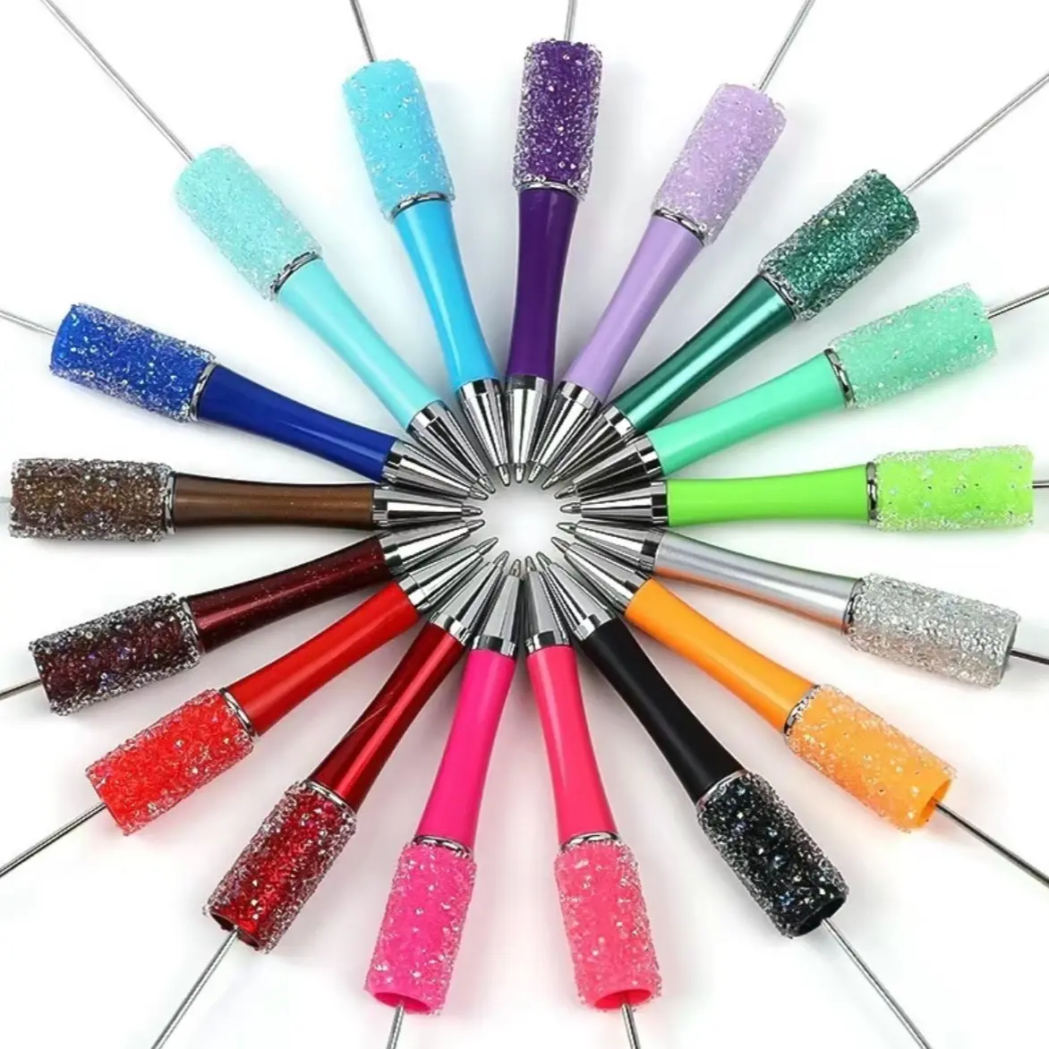 DIY beads pens, 5 pcs sugar pens, colored ballpoint bead pens, handmade candy pens, handmade pens for making gifts for kids and students, office and school supplies crystal pens