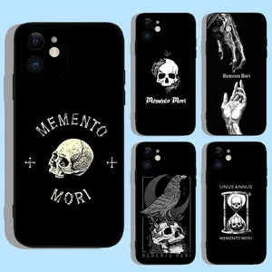 Memento Mori Phone Case For Apple iPhone 15,14,13,12,11,XS,XR,X,8,7,Pro,Max,Plus,mini Silicone Black Cover