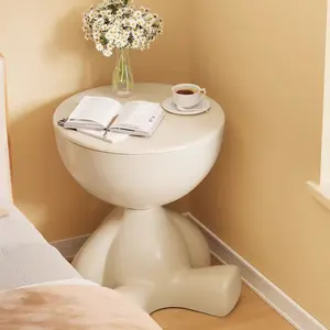 Multi-functional Small Round Side Table, Pedestal Round Table - No Assembly Required, Durable Plastic Nightstand, Space-Saving End Table for Living Room, Bathroom, Modern Design, Compact Bedside Table, Overbed Table | Creative Home Decoration