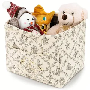 Storage Basket Boho Fabric Large Collapsible Floral Laundry Nursery Hamper Portable Folding Storage for Clothes Toys